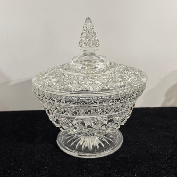 Anchor Hocking Other - Anchor Hocking Wexford Clear Candy Dish With Diamond Cut Clear Glass.